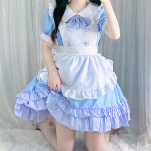 Robe Lolita bleue et blanche, tenue de demoiselle d'honneur, Costume Anime pour femmes, robe de Cosplay, taille adulte, taille unique - Product Image 1
