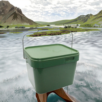 Seau à appâts en plastique PP vert 637g pour la pêche à la carpe en eau douce, pour la rivière et le lac, durable, capacité de 10L