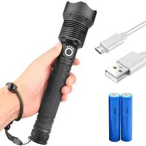 2000 Lumens USB Rechargeable Hunting Waterproof XHP70 Zoomable High Light Beam Led Torch Flashlight With Power Status Display