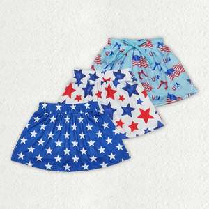 4th of July Kids Boutique Clothing Girls Patriotic Flag Printed <b>Elastic</b> Waist Girls Short <b>Skirt</b> - Product Image 1