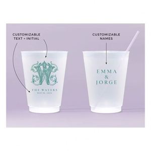 Vasos de Plástico Flexibles Personalizados de 10 Oz, Románticos, Reutilizables, Resistentes a los Golpes, para Playa, Recuerdos de Boda - Product Image 4