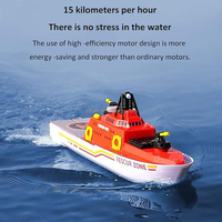 Bateau de Pompiers à Jet d'Eau Télécommandé, Bateau de Sauvetage, Jouets avec Lumières, RC, 2.4G