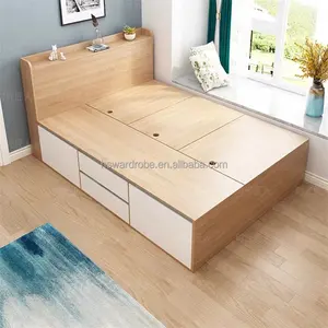 Modern style home furniture tatami bed wardrobe closet customize bedroom wooden cabinet