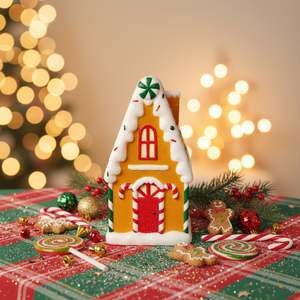 Casa de Jengibre con Luces LED a Pilas, Casa de Jengibre Iluminada, Casa de Jengibre de Plástico Pintada a Mano, Casa de Jengibre Navideña - Product Image 2