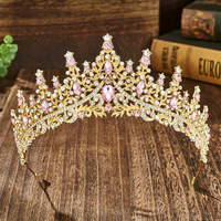 Couronne de mariée en cristal en alliage haut de gamme européen américain bijoux de robe de mariée atmosphérique pour femmes adultes diadème de couronne