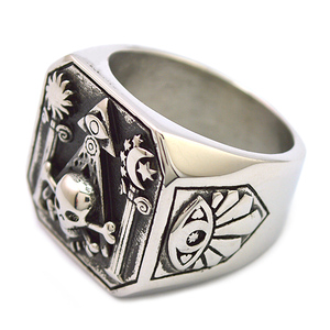Retro Style Silver <strong>Rings</strong> Jewelry Mens Stainless Steel Skull <strong>Mason</strong> <strong>Rings</strong> Punk Finger <strong>Rings</strong> - Product Image 3