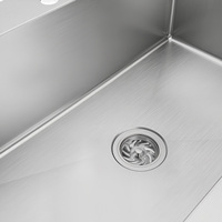 Évier de cuisine moderne fait main de 33 pouces à montage par le haut, en acier inoxydable T304, cuve unique profonde, surface brossée, facile à nettoyer pour la maison