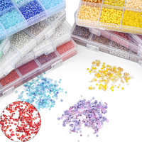 AHAYA Kit de fabrication de perles en verre multicolores grande capacité à 15 compartiments pour accessoires de bijoux DIY et rangement