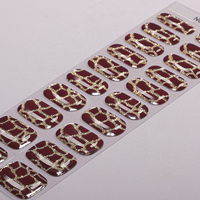 Fabricant original de patchs pour ongles en gel, texture serpent scintillante bordeaux et or, autocollants pour ongles en gel semi-durcis, bandes