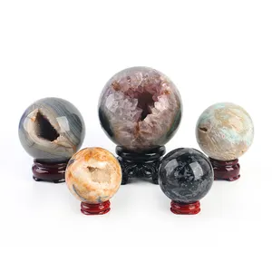 Groothandel Natuurlijke Kristallen Bollen Bol Agaat Geode Sphere Voor Decoradion
