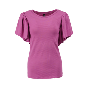 <span class=keywords><strong>Top</strong></span> Casual da Donna con Collo Tondo, Tessuto Texturizzato, Maniche Corte con <span class=keywords><strong>Volant</strong></span>, Vestibilità Aderente, Elegante, Minimalista, Tinta Unita, Comodo - Product Image 4