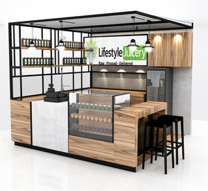Kiosque de café tendance pour centre commercial, mobilier personnalisé en bois, idées de design créatif - Product Image 2