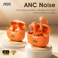 Écouteurs sans fil AOC ACT2615 TWS Bluetooth 6.0 avec réduction de bruit ANC, haut-parleur de 13 mm, chargement Type-C, vente en gros