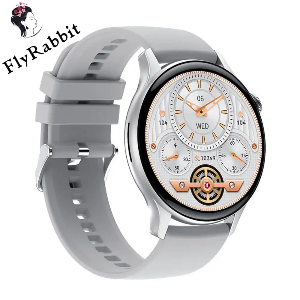 Flyrabbit 2024 baru NFC HK85 jam tangan pintar wanita 1.43 inci layar AMOLED 466x466 selalu ditampilkan olahraga panggilan Bluetooth jam tangan pintar