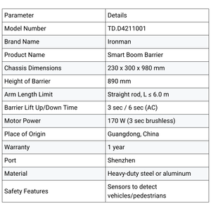 Barrière intelligente à bras articulé de haute précision, barrière de route intelligente pour parking souterrain - Product Image 2