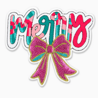 Patch en chenille à paillettes de Noël, grand nœud personnalisé, paillettes brillantes, thermocollant, pour vêtements, sweat-shirt, ISO9001 et BSCI