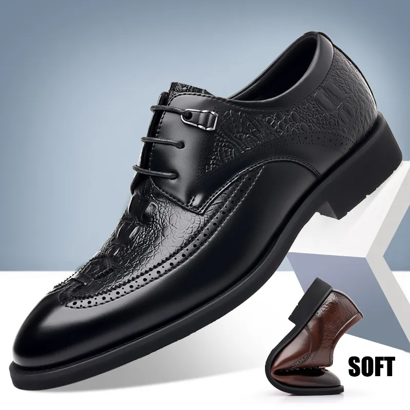 2023 पुरुष पोशाक जूता कार्यालय व्यापार ऑक्सफोर्ड चमड़े के जूते सांस गर्मियों फ्लैटों जूते औपचारिक जूते पुरुषों के लिए