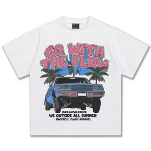 T-shirt da <span class=keywords><strong>uomo</strong></span> a maniche corte con stampa diretta, stile americano, illustrazione auto, effetto vintage slavato, pesante, per le vacanze estive - Product Image 5