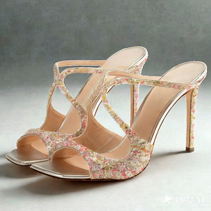 Sandalias de Tacón Cuadrado de Moda Europea Multicolor para Mujer - Product Image 1