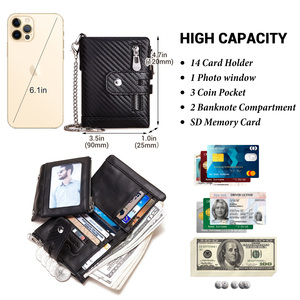 HUMERPAUL Custom uomini classici portafoglio in pelle RFID <span class=keywords><strong>porta</strong></span> <span class=keywords><strong>carte</strong></span> di credito con portamonete di alta qualità frizione maschio con catena - Product Image 5