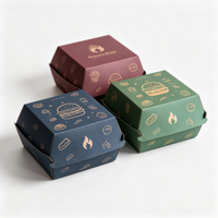 Boîte à hamburger tendance en carton blanc robuste, compostable et recyclé, avec logo personnalisé, conception OEM, écologique