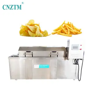 Industrial Potato Chips French Fries Frying Machine With Burner LPG Diesel Continuous Gas Conveyor Fryer