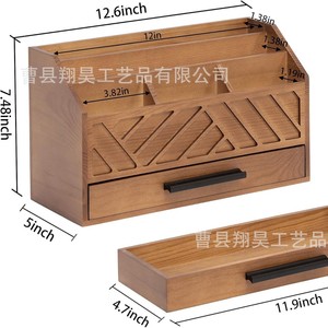 Minimalist Wooden Desk Organizer Rectangle Multi Compartment <b>Drawer</b> <b>Storage</b> <b>Box</b> Office Supply Holder - Product Image 4