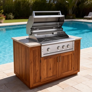 شواية خارجية فاخرة عالية الجودة مدمجة من الفولاذ المقاوم للصدأ 304 بثلاثة مواقد وإشعال إلكتروني نبضي للاستخدام المنزلي - Product Image 4