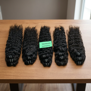 Vendeur Cuticule Aligné Naturel Remy Vierge Noir Extensions de Cheveux Humains Lâche Vague Profonde Temple Indien Tissage Bundles Belle - Product Image 1