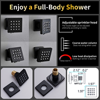 Plafond pluie système de douche intelligent robinet laiton carré moderne en céramique hôtel noir ensemble de douche corps Jets