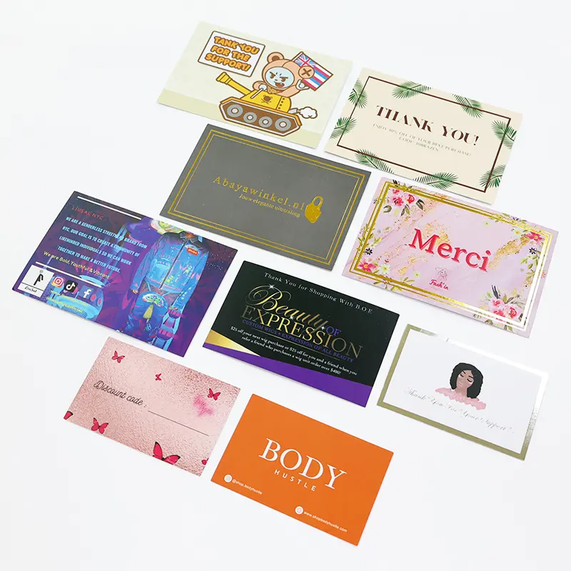Tarjeta de agradecimiento personalizada, tarjeta de felicitación de negocios con logotipo impreso, barata