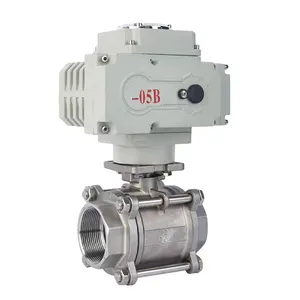 1/2 Inch 3 Pcs Stainless Steel 220v 24v 12v 2 Way 3 Way Electric Actuator Water Flow Motorized Control Ball Valve