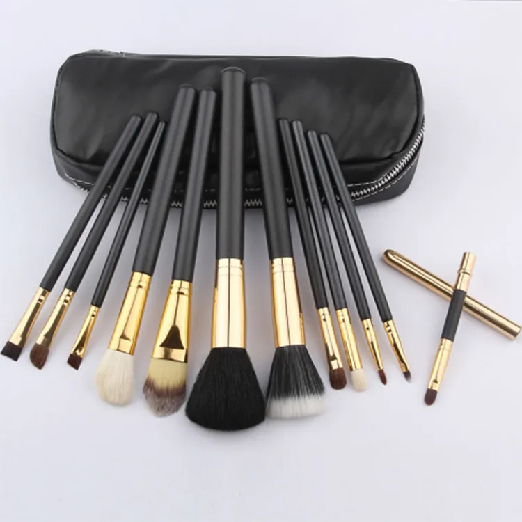 12pcs professionelle schwarze Kosmetik Foundation Puder Make-up Pinsel Set