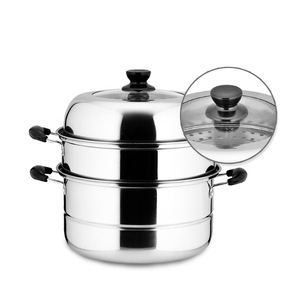 Cuiseur vapeur double couche en acier inoxydable, 2 niveaux, grande capacité, pour la cuisson à la vapeur des aliments, légumes, viande, poisson à la maison - Product Image 3