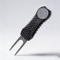 Outil de réparation de divots de golf tout en métal pliable avec bouton pop-up et marqueur de balle de golf magnétique