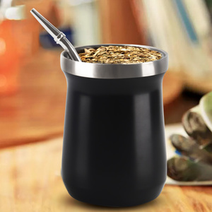 Vente chaude Yerba Mate Thé Gourde Ensemble 8oz Yerba Mate Tasse <span class=keywords><strong>avec</strong></span> Couvercle De Fermeture Bouteille Thermos En Bois Bombilla <span class=keywords><strong>Paille</strong></span> mate tasse - Product Image 4