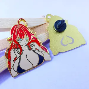 We Make Custom 5 Inch Art Sexy Anime Girl Donut Hard Lapel Enamel Gold Plated Metal Pins And Badges Making With Your Own Design