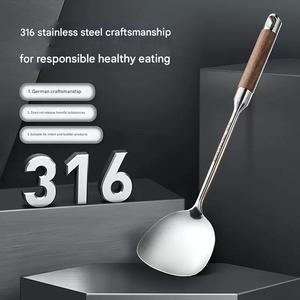 316 Stainless Steel Spatula, Stir-Fry Spatula, Chinese Rosewood Household <b>Ladle</b>, Strainer, Stir-Fry Spoon, Kitchen Utensil Set - Product Image 3