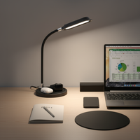 Lampe de bureau LED DC moderne et flexible à base détachable, commande tactile simple, portable, multifonctionnelle, petite veilleuse en ABS