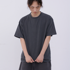 เสื้อยืดวินเทจผู้ชายทรงโอเวอร์ไซส์ผ้าคอตตอนฟอกย้อมสีแบบแอซิดวอช ยี่ห้อ YQ Wholesale  สามารถปรับแต่งได้ตามต้องการ - Product Image 3