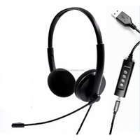 Headphone USB Termurah dengan Mikrofon/Kontrol Volume/Fungsi Bisu dan Kabel QD untuk Sistem Voip, PC, Ponsel