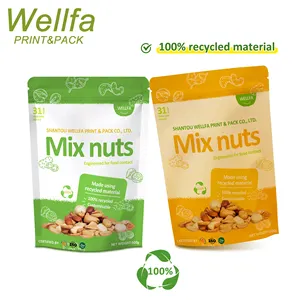 Custom Printed Bolsas High Barrier Peanut Mix Cashew Nuts Stand Up Pouch Dried Food Doypack Recycle Nuts Packaging Bag