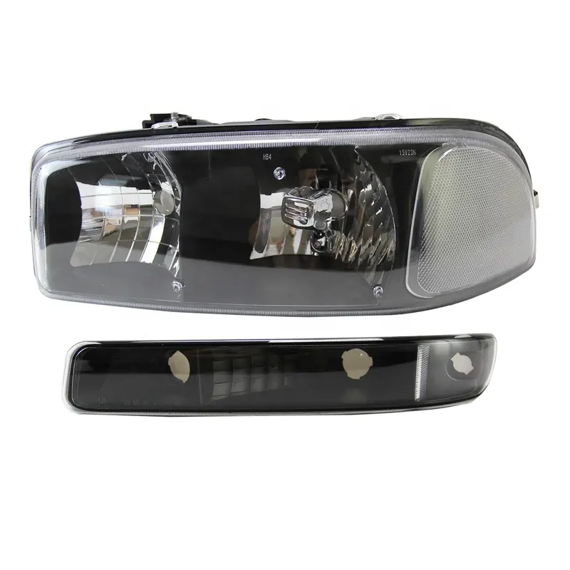 Front Bumper Headlight + Bumper Light For 99-06 GMC sierra Halogen Headlamp