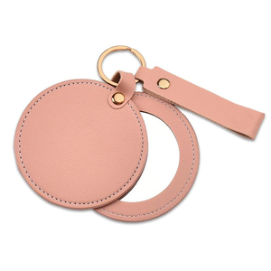 Custom PU Leather <b>Compact</b> Pocket <b>Mirror</b> Round 8 cm Folding Makeup <b>Mirror</b> Small Travel Beauty Gift Manufacturer - Product Image 1