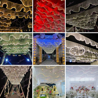 S-shaped White Ceiling Curtain Led Light Ceiling Drapes With Light Strip for Wedding Ceiling Decoration