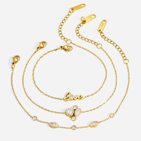 Bracelet chaîne ajustable plaqué or PVD avec pendentif initial délicat, bijoux minimalistes à superposer pour filles