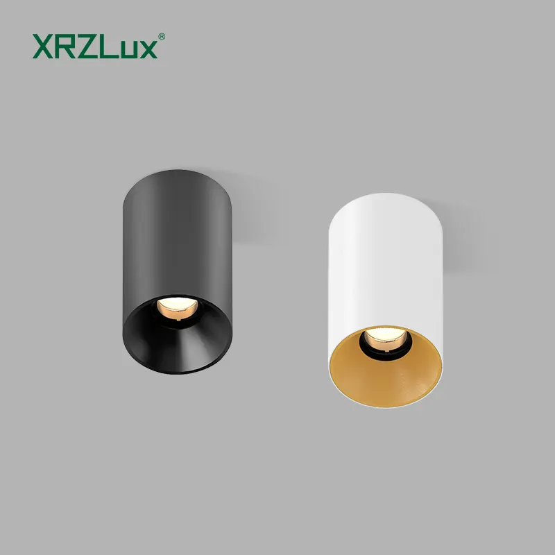 XRZLux 표면 장착 실린더 Led 통 10W 알루미늄 눈부심 방지 LED 천장 스포트라이트 표면 실린더 스포트 라이트