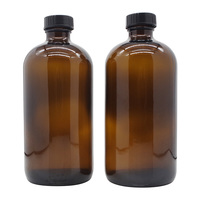 Bouteilles en verre ambré rondes de Boston vides personnalisées de 250 ml 500 ml pour boissons, jus de fruits, kombucha, thé, 8 oz 16 oz