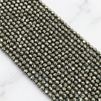 Perles de Pierre Naturelle Pyrite Grade AAA pour la Fabrication de Bijoux 2mm 3mm 4mm Rondes Brillantes Micro-Facettées