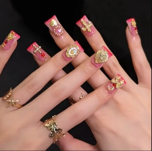 10 pièces de faux ongles à presser en gel UV, durables, en acrylique, sculptés, pour manucure, faits main, vente en gros - Product Image 5